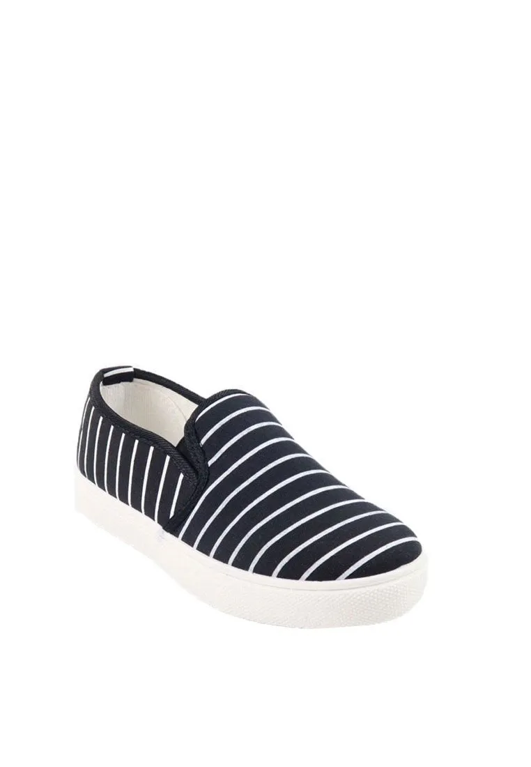 รองเท้าส้นแบนแคนวาส No.1512 - Pin Stripe Canvas Casual Sneakers