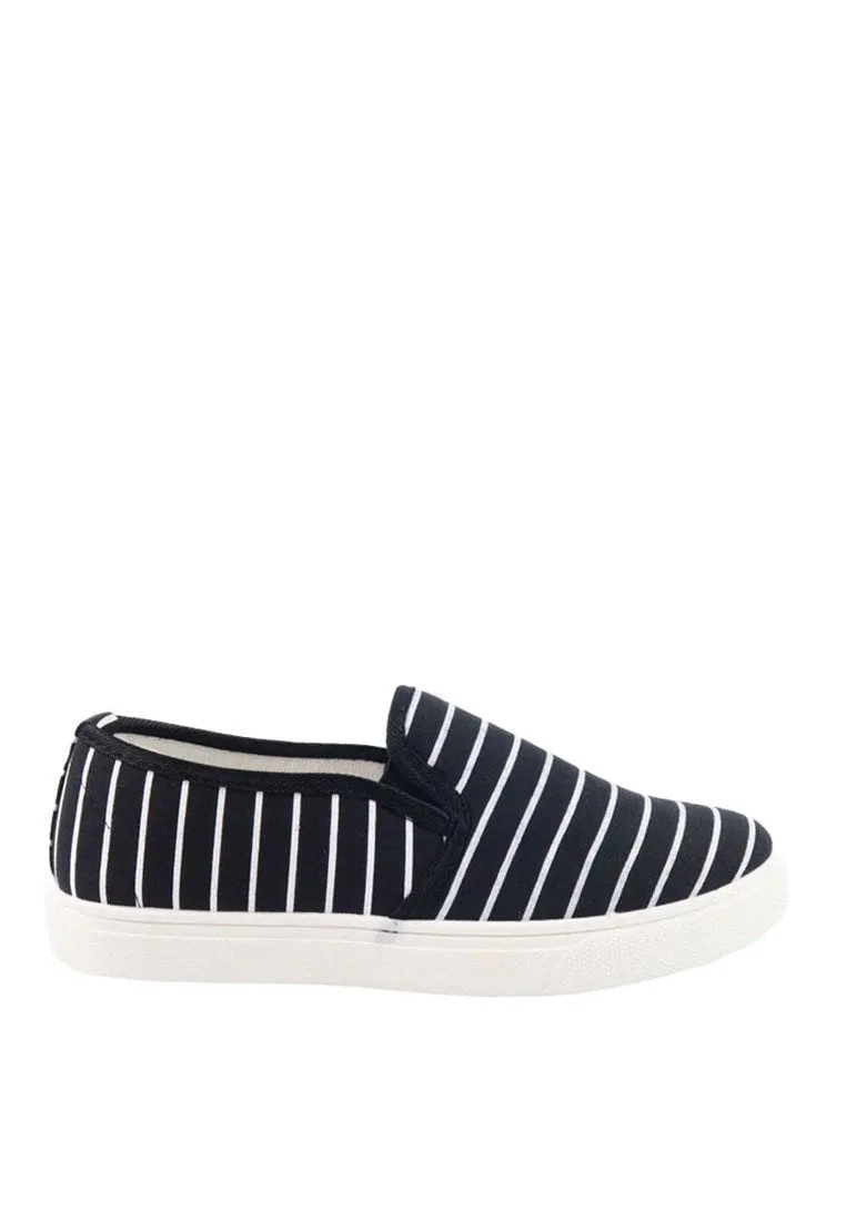 รองเท้าส้นแบนแคนวาส No.1512 - Pin Stripe Canvas Casual Sneakers