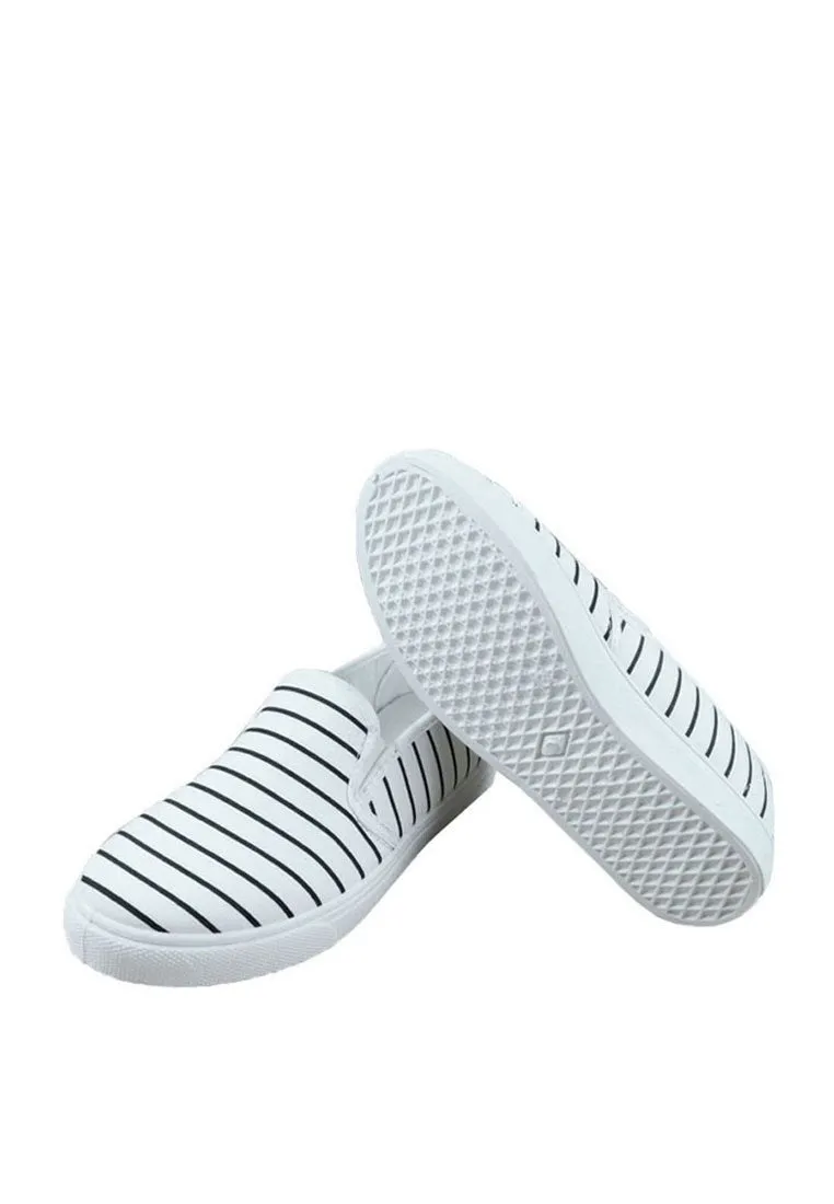 รองเท้าส้นแบนแคนวาส No.1512 - Pin Stripe Canvas Casual Sneakers