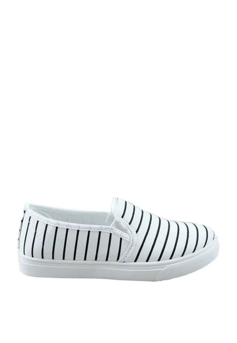 รองเท้าส้นแบนแคนวาส No.1512 - Pin Stripe Canvas Casual Sneakers