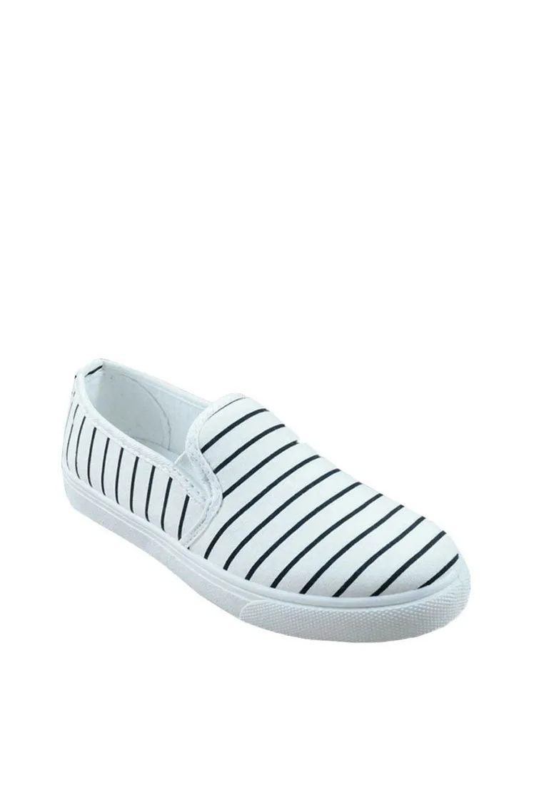 รองเท้าส้นแบนแคนวาส No.1512 - Pin Stripe Canvas Casual Sneakers