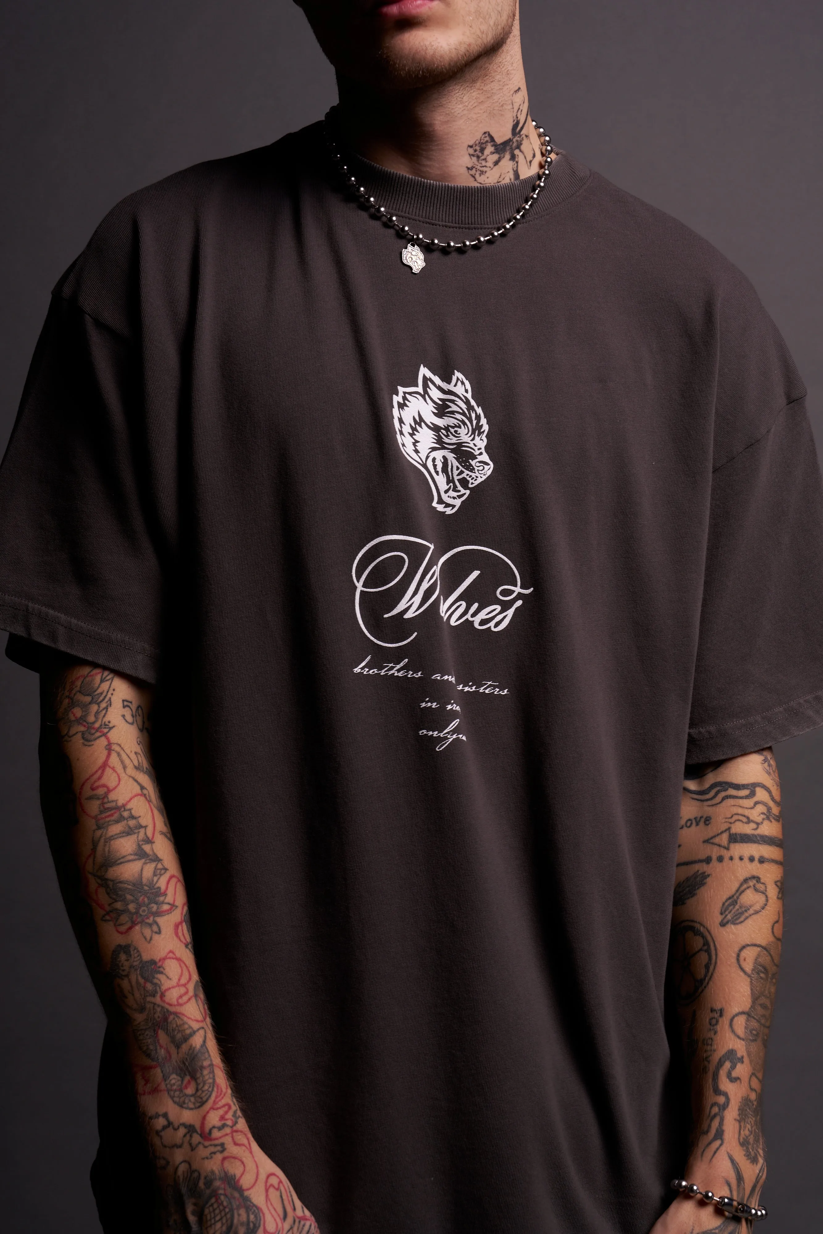 (1 OF 500) Death Star "Premium" Oversized Tee in Wolf Gray