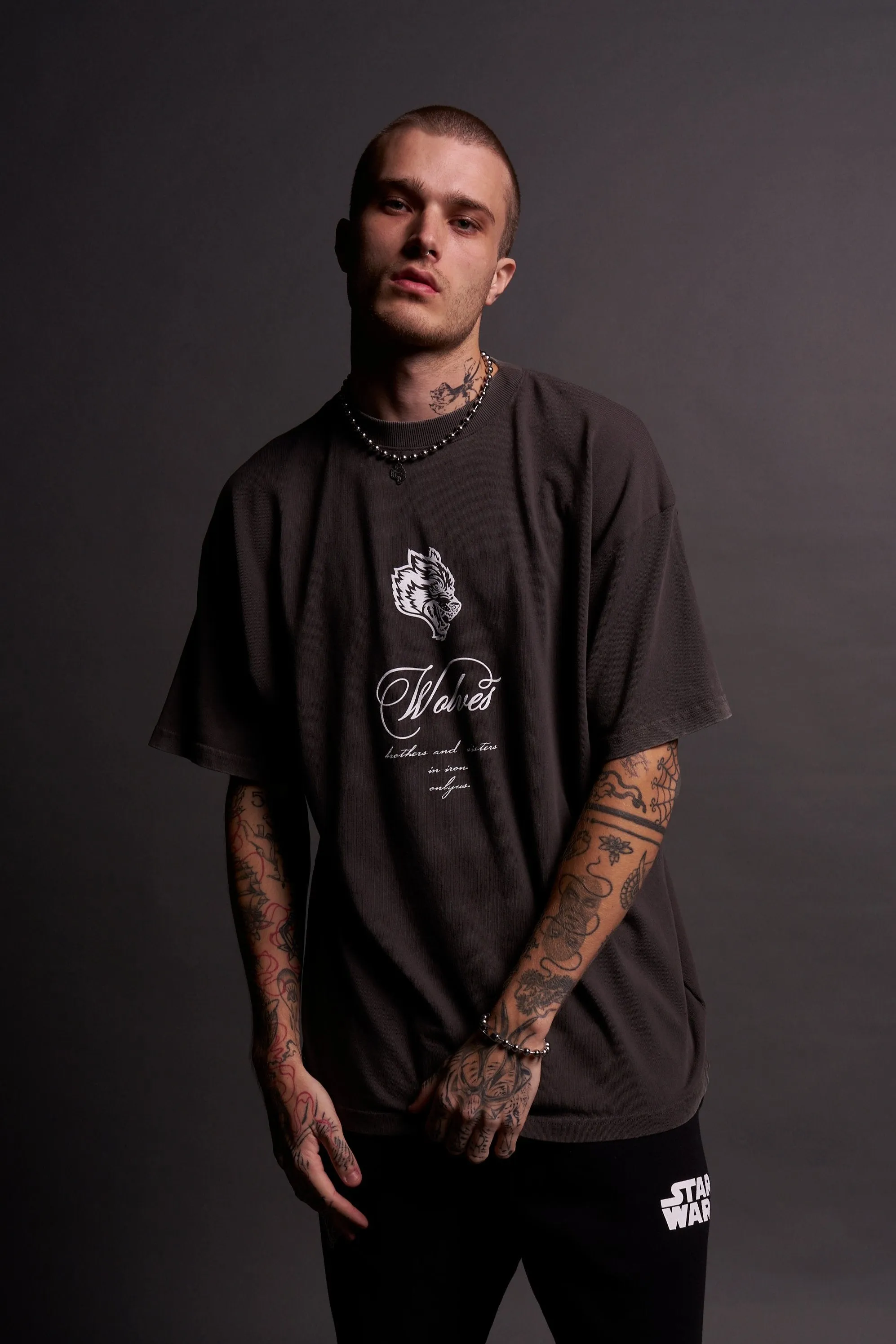 (1 OF 500) Death Star "Premium" Oversized Tee in Wolf Gray