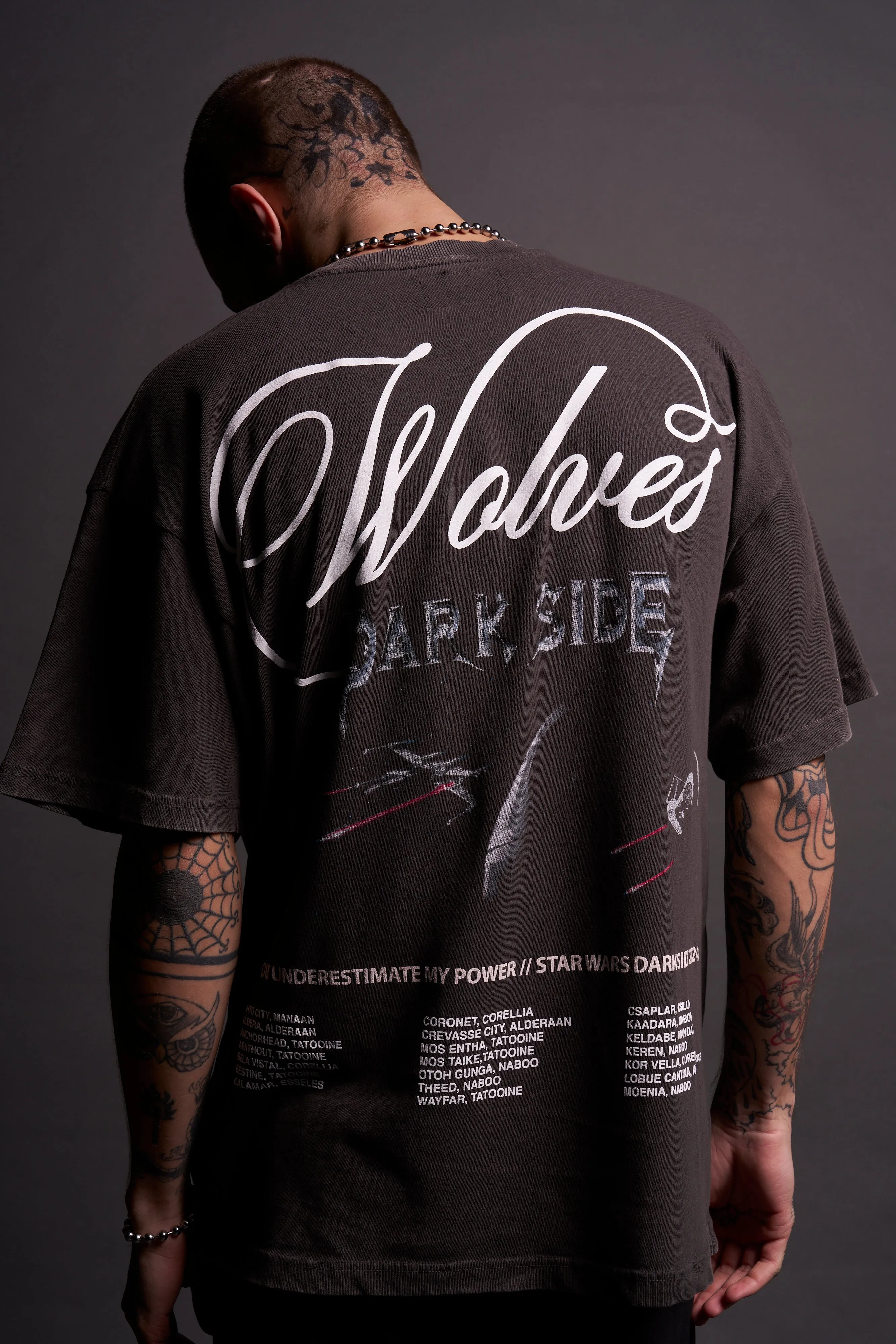 (1 OF 500) Death Star "Premium" Oversized Tee in Wolf Gray