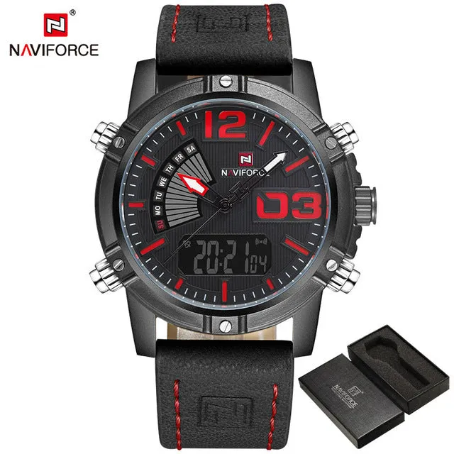 2019 NAVIFORCE Men's Fashion Sport Watches With Quartz Analog Date Clock and Leather Waterproof