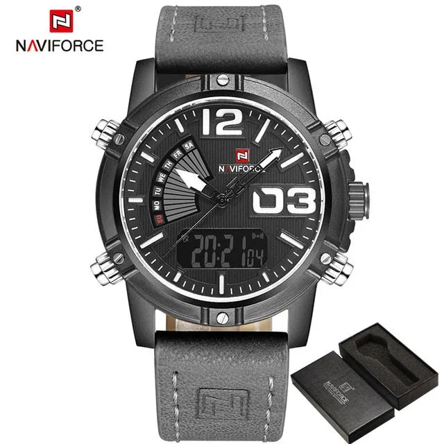 2019 NAVIFORCE Men's Fashion Sport Watches With Quartz Analog Date Clock and Leather Waterproof