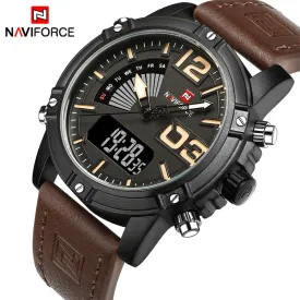2019 NAVIFORCE Men's Fashion Sport Watches With Quartz Analog Date Clock and Leather Waterproof