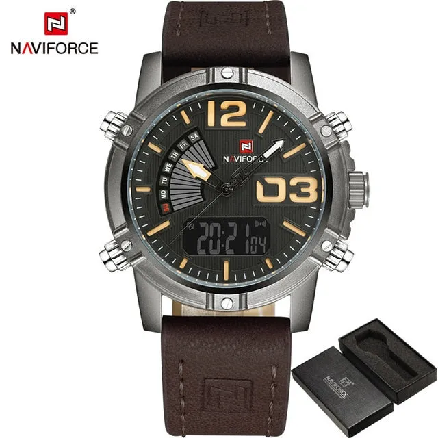 2019 NAVIFORCE Men's Fashion Sport Watches With Quartz Analog Date Clock and Leather Waterproof
