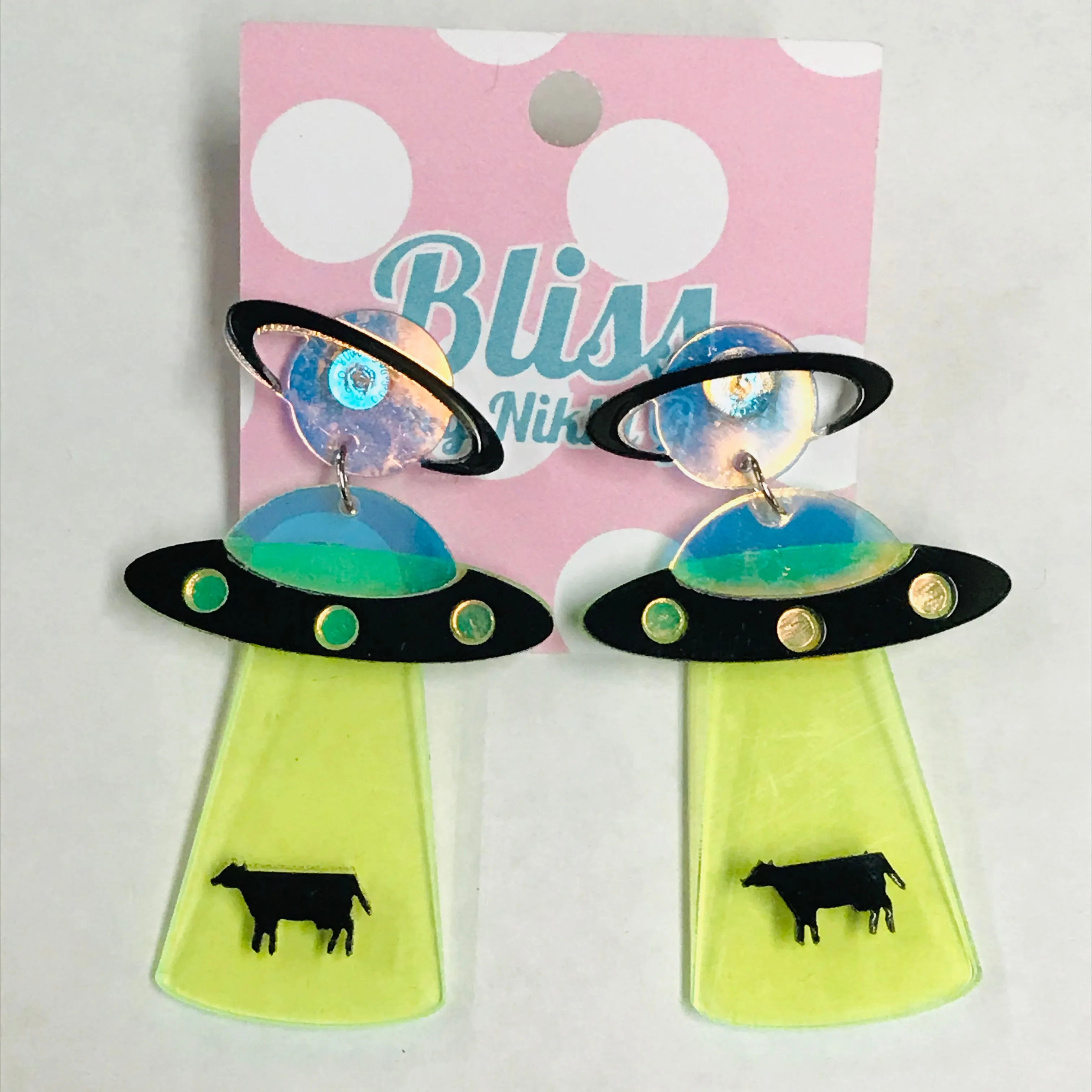 Alien Abduction Acrylic Statement Earrings