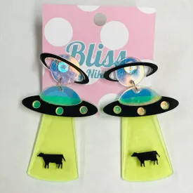 Alien Abduction Acrylic Statement Earrings