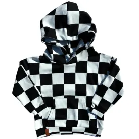 Ampersand Ave - Children's Checkered Hoodie in Black and White