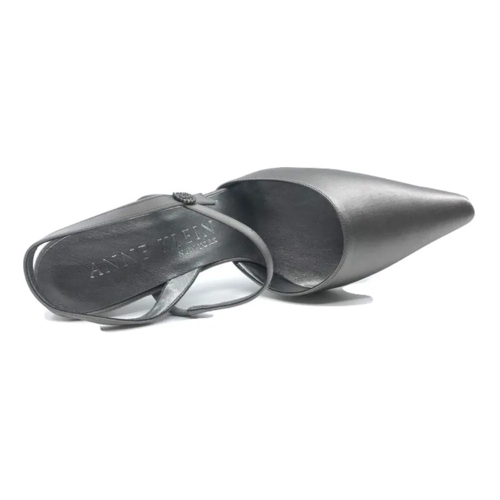 Anika Gray Satin Anne Klein Slingback Pumps