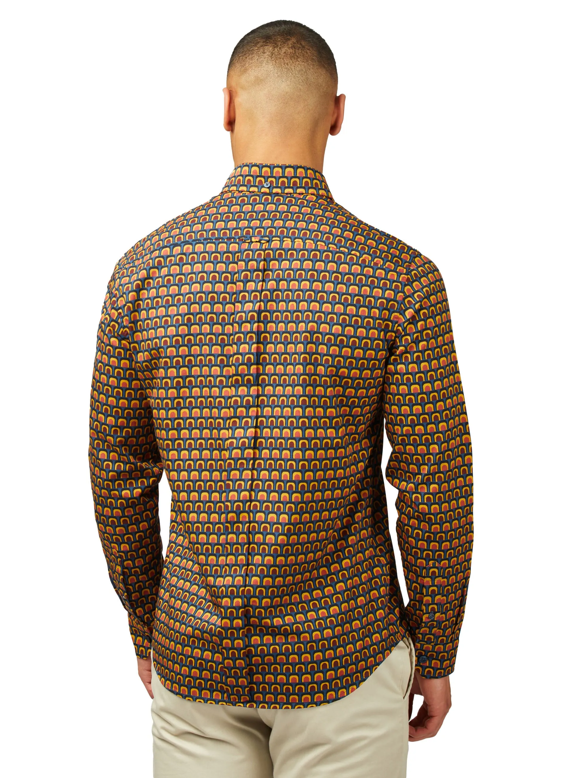 Ben Sherman Retro Print Long Sleeve Shirt - Wine
