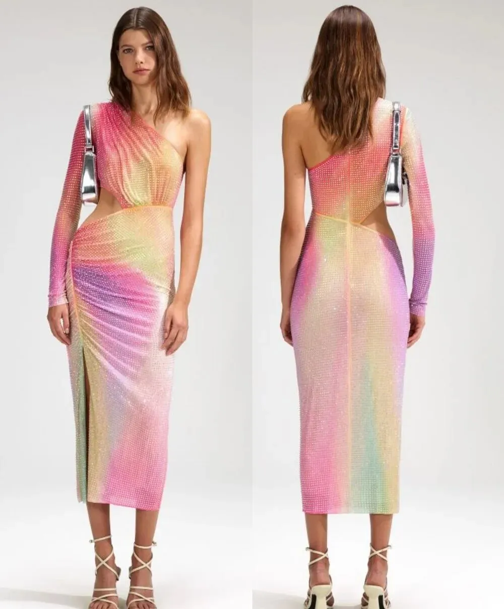 Berry cut out Bodycon Dress with a Slit