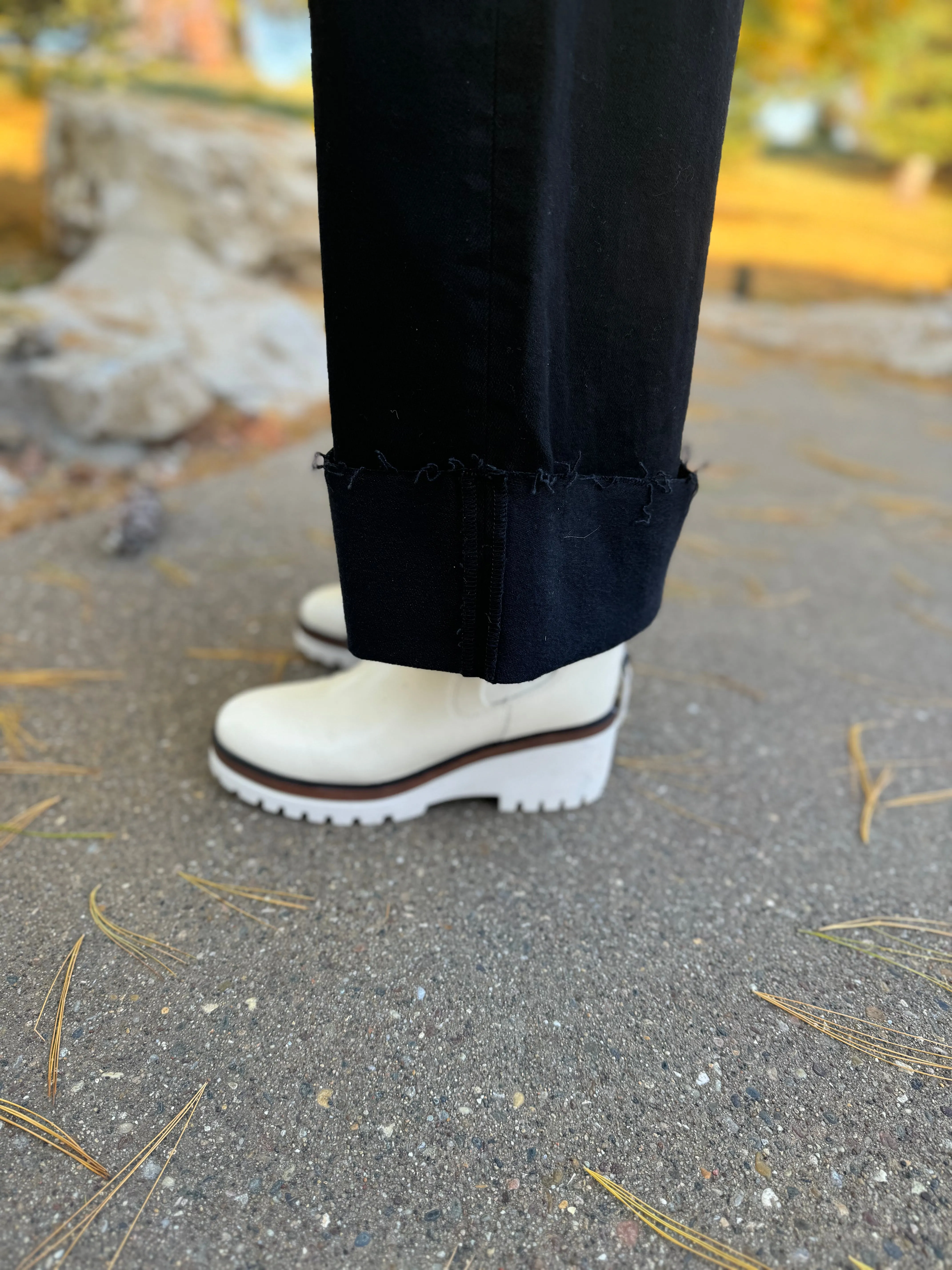 Black Nori Wide Leg Cuffed Jean
