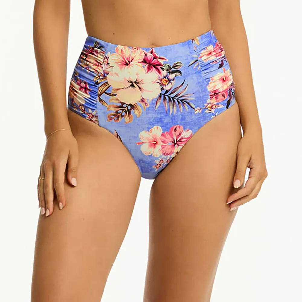 Blue Hawaii High Waist Gathered Side Pant Iris
