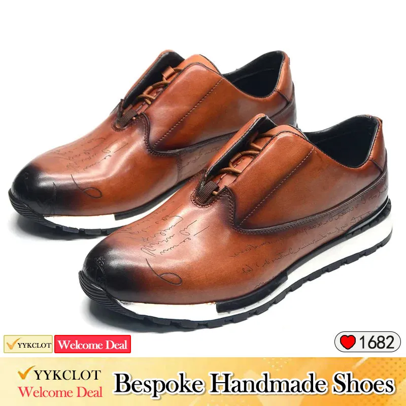 Brown handmade Men's Brogues Business Office Sneakers shoes