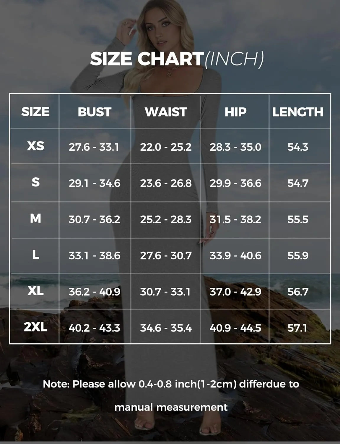 Buauty Women's Bodycon Maxi Dresses, Ribbed Square Neck Long Dress, Fall Long Sleeve Lounge Dress for Women