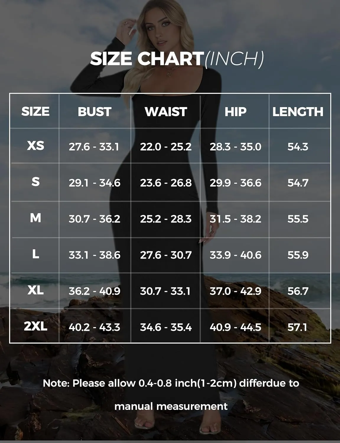 Buauty Women's Bodycon Maxi Dresses, Ribbed Square Neck Long Dress, Fall Long Sleeve Lounge Dress for Women