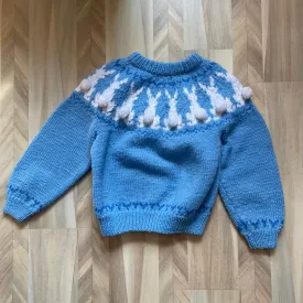 Bunny hand knit sweater size 6Y, Kids 6/6X (extra small)