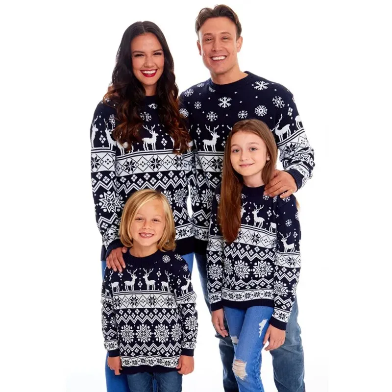 Cotton Sweater Merry Christmas Print Matching Christmas Outfits for Family