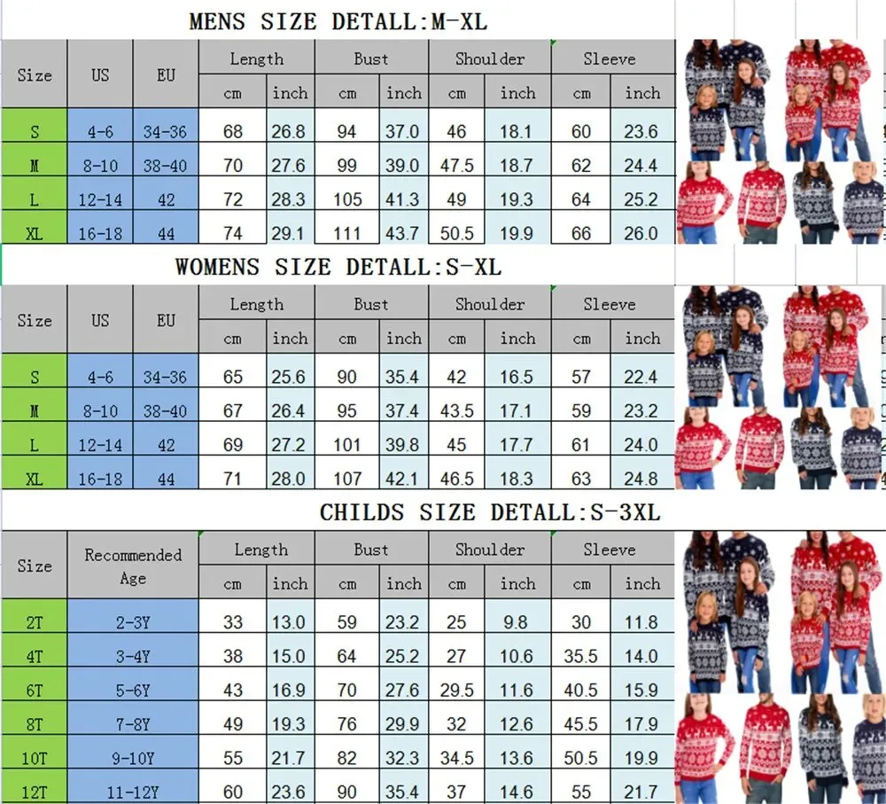 Cotton Sweater Merry Christmas Print Matching Christmas Outfits for Family