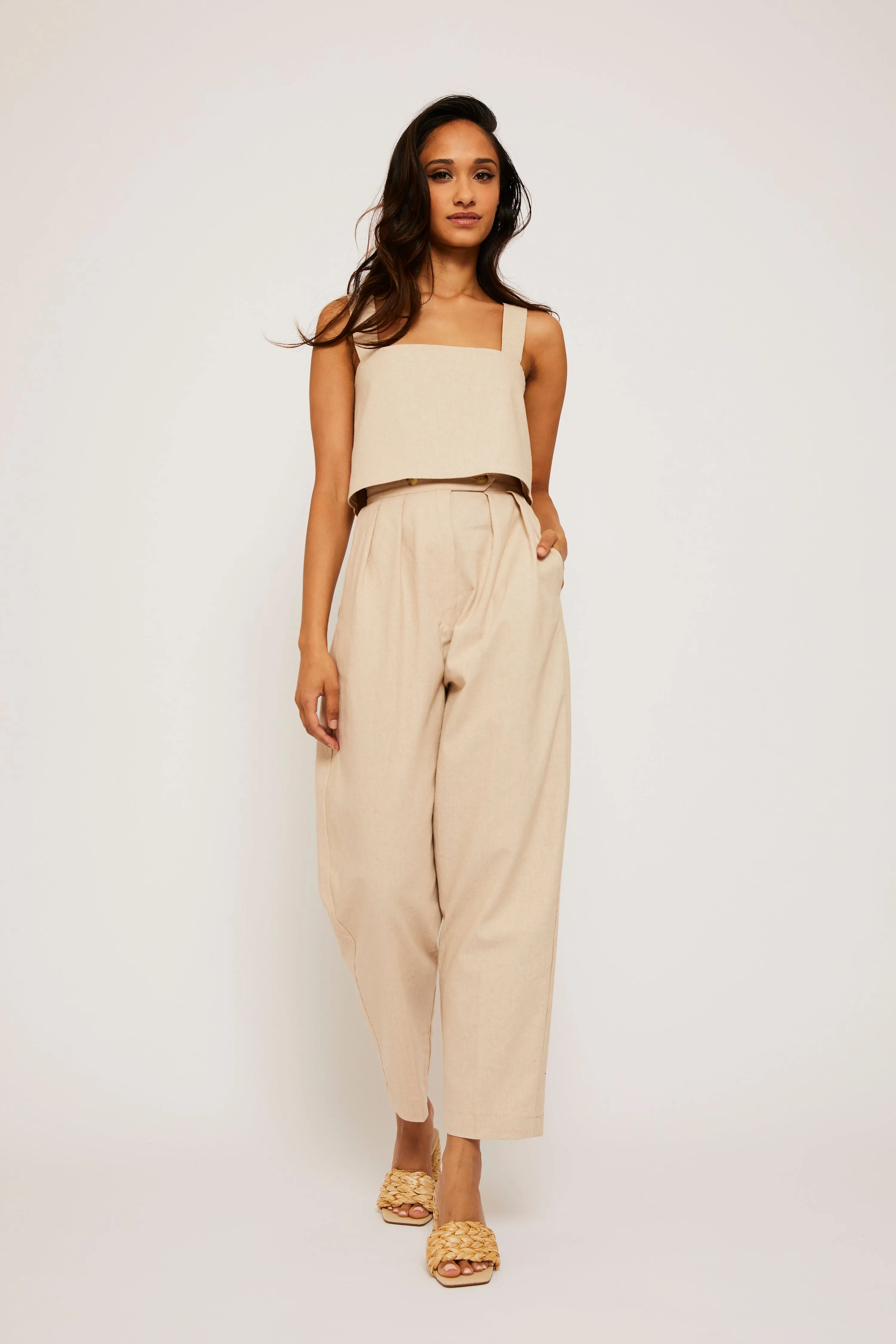 Cream Linen Pants