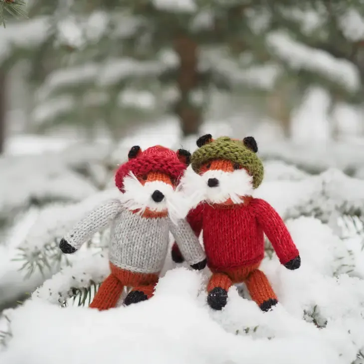 Fox in Sweater Knitted Ornament - Assorted Styles
