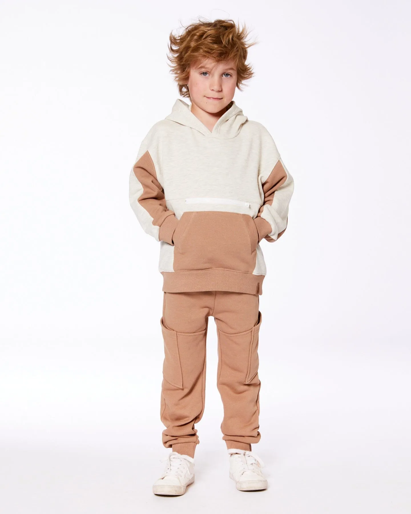 French Terry Sweatpants With Side Pockets Beige