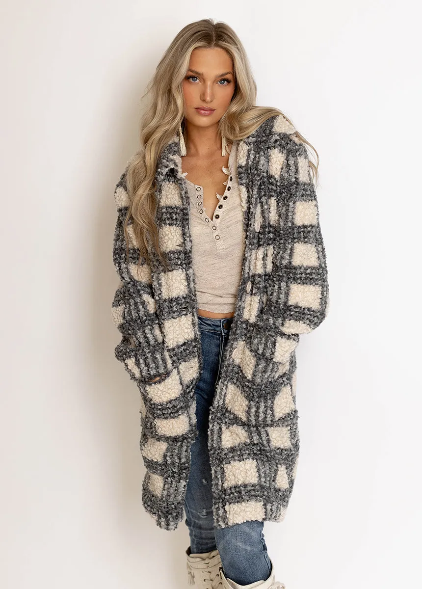 Gertie Coat in Gray Plaid