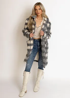 Gertie Coat in Gray Plaid