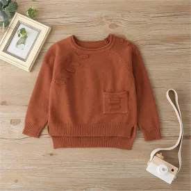 Girls Solid Pocket Pullover Sweaters Girls Boutique Wholesale