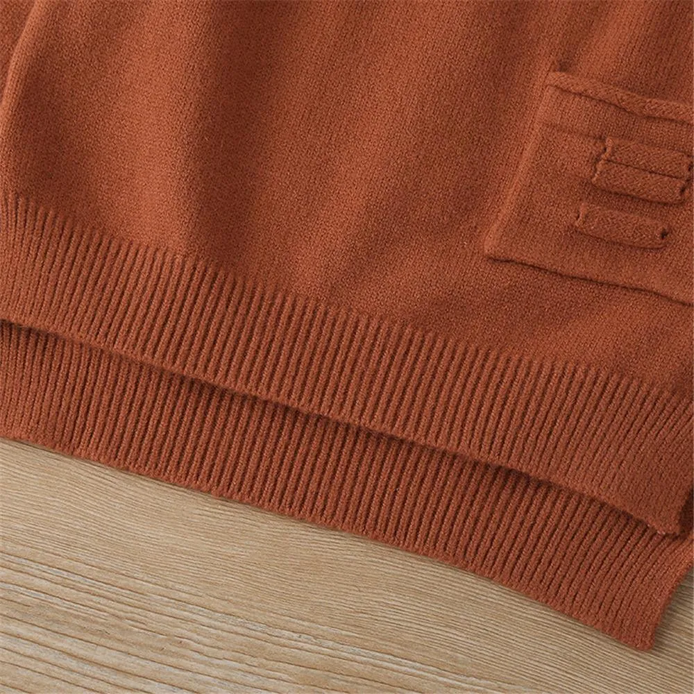 Girls Solid Pocket Pullover Sweaters Girls Boutique Wholesale