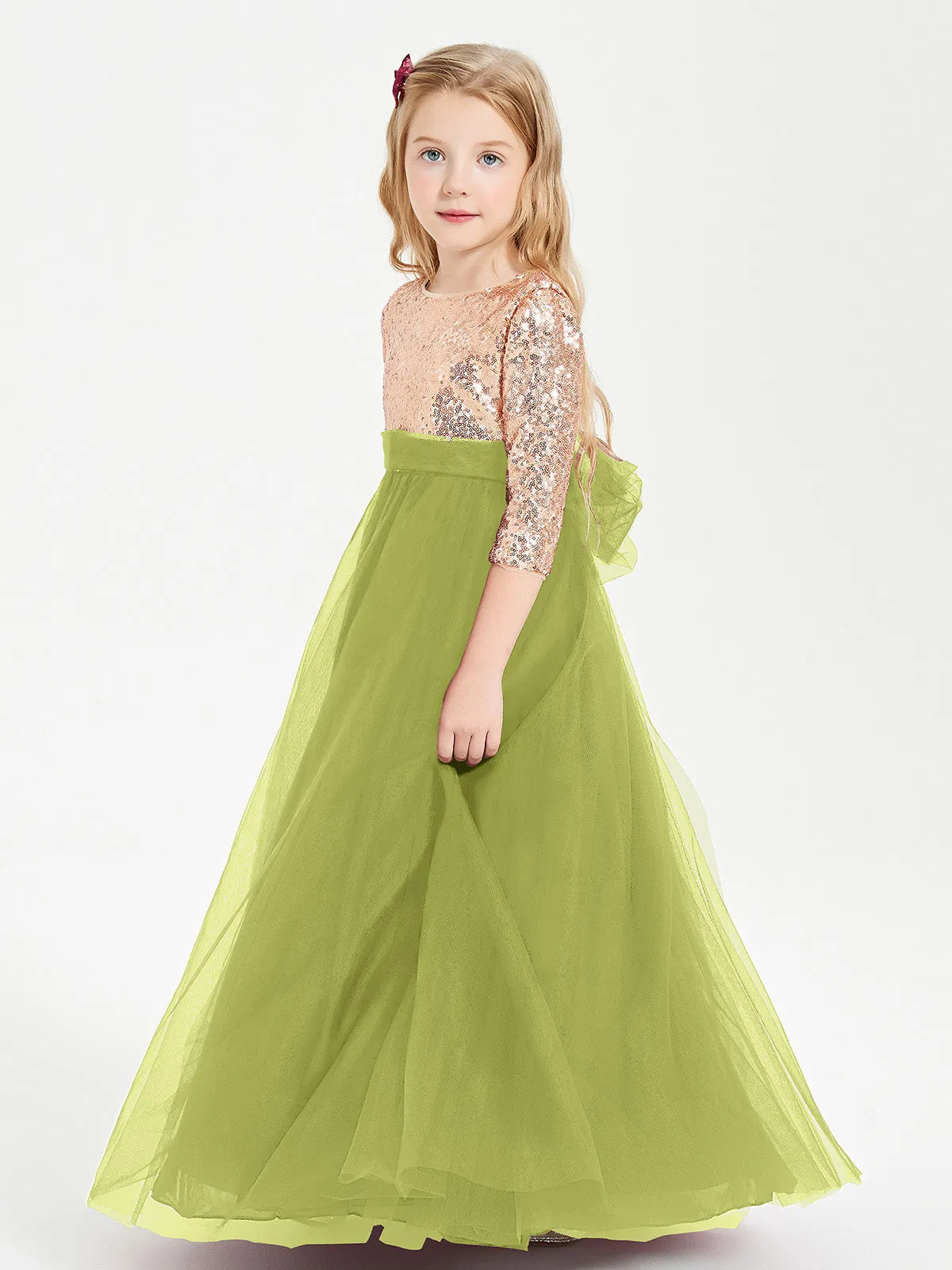 Glamorous Junior Bridesmaid Dresses Sequined Top Clover
