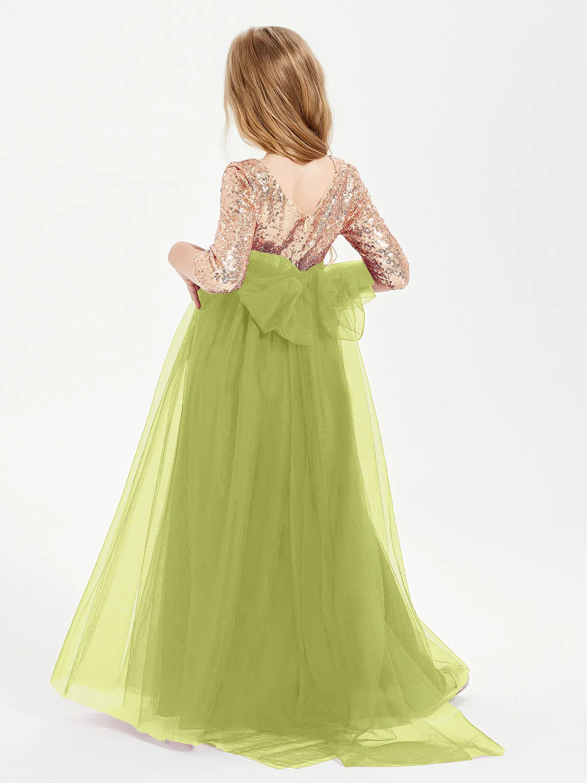 Glamorous Junior Bridesmaid Dresses Sequined Top Clover
