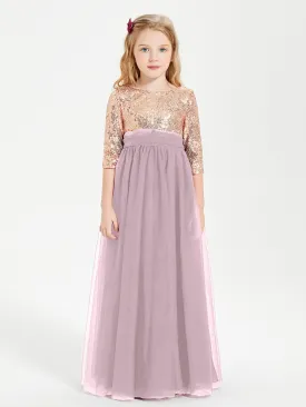 Glamorous Junior Bridesmaid Dresses Sequined Top Dusk