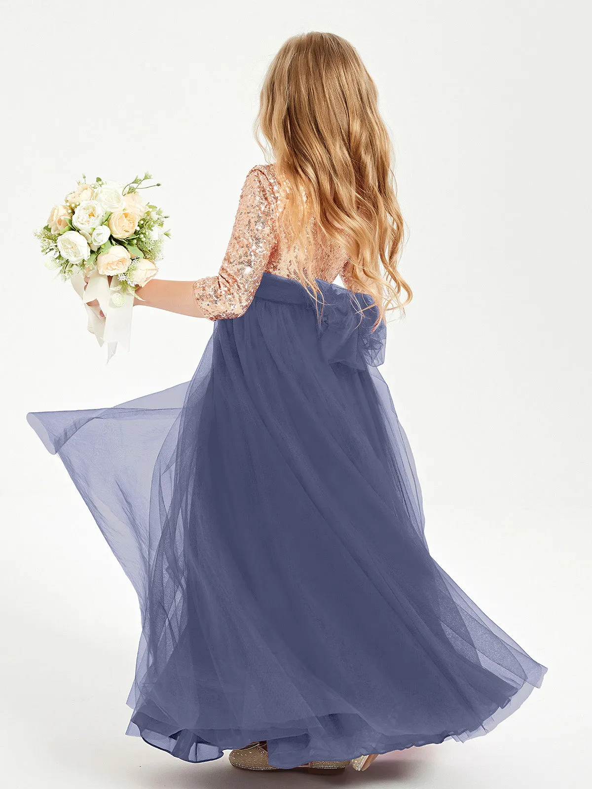 Glamorous Junior Bridesmaid Dresses Sequined Top Stormy