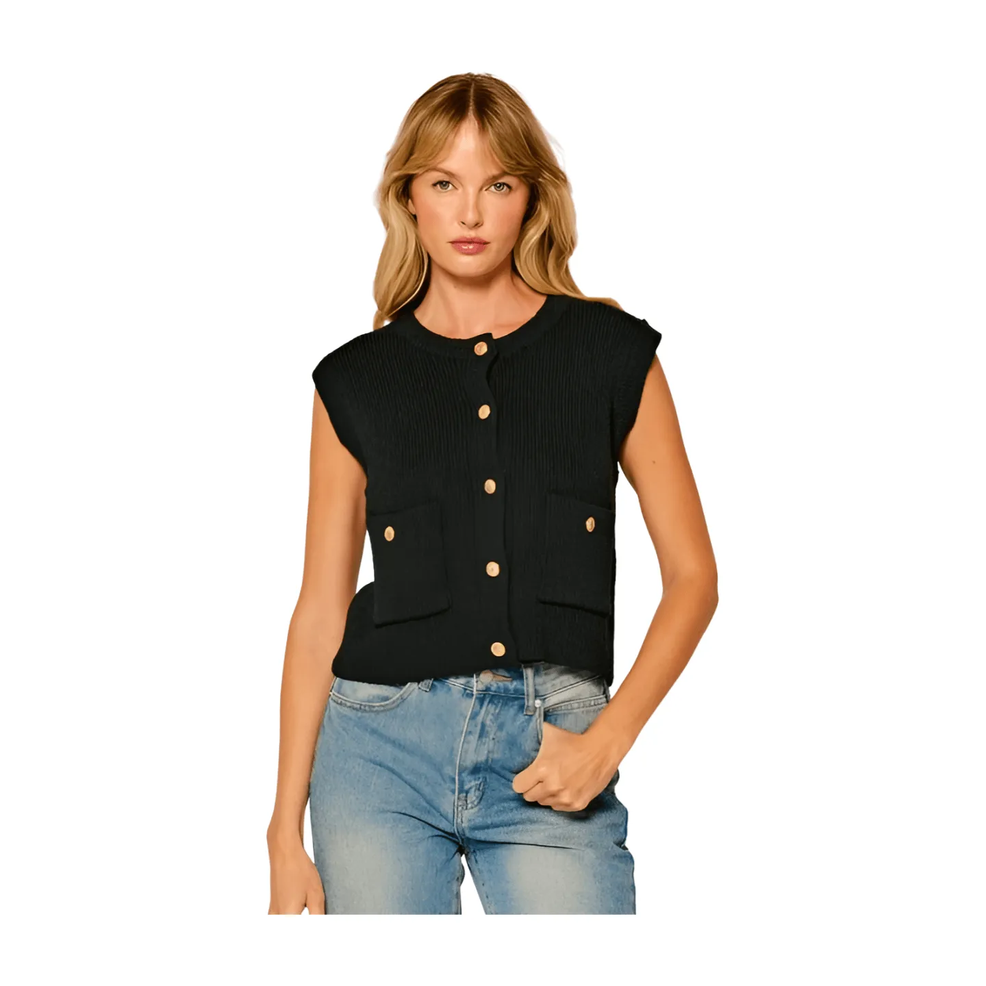 Gold Button Sweater Vest