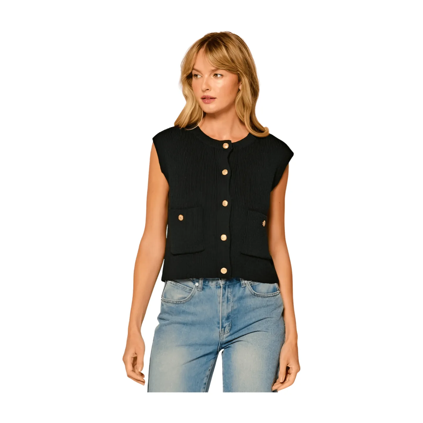 Gold Button Sweater Vest