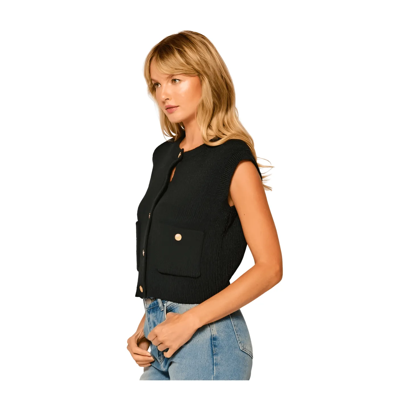 Gold Button Sweater Vest