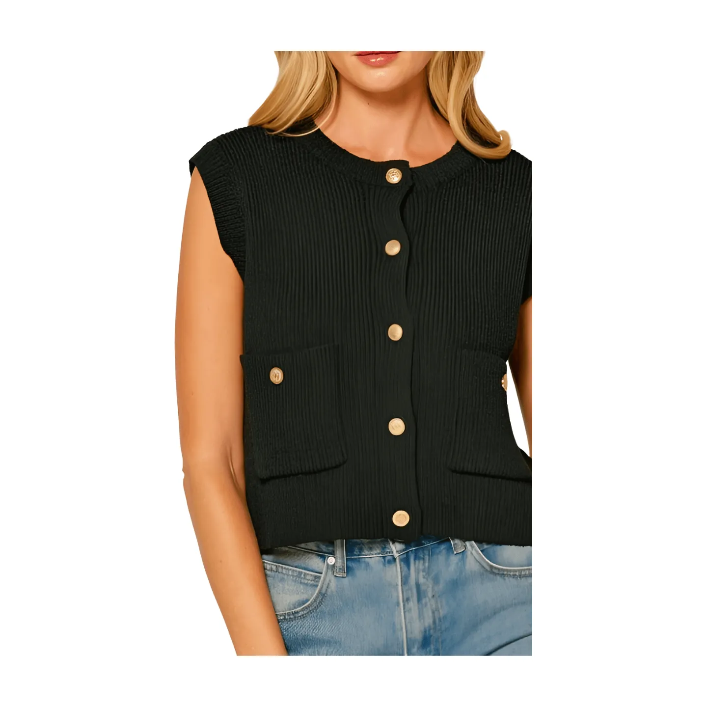 Gold Button Sweater Vest