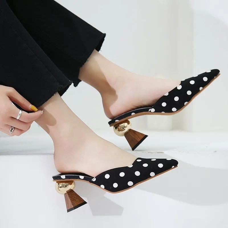 Graduation Gift Big Sale New 2023 Mules Black Pumps High Heels for Women Dress Flip Flops Women's Slippers Summer Female Sliders Shoes for Girls