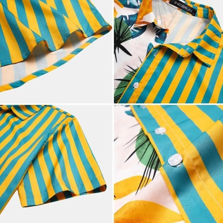 Hawaiian Striped Half Half Shirt