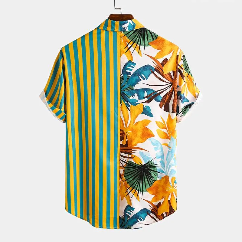 Hawaiian Striped Half Half Shirt