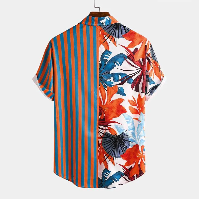 Hawaiian Striped Half Half Shirt