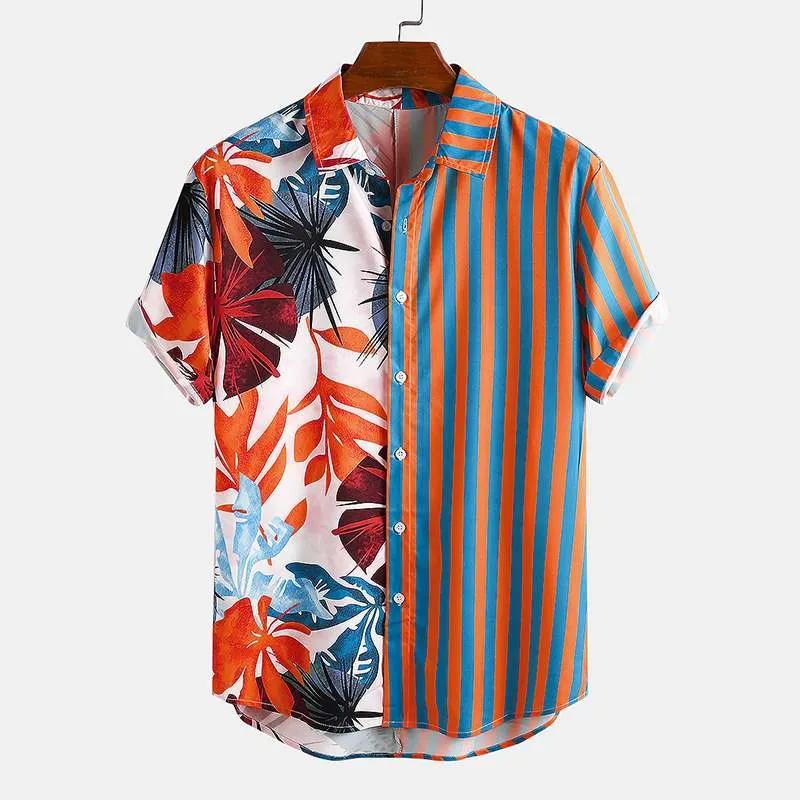 Hawaiian Striped Half Half Shirt