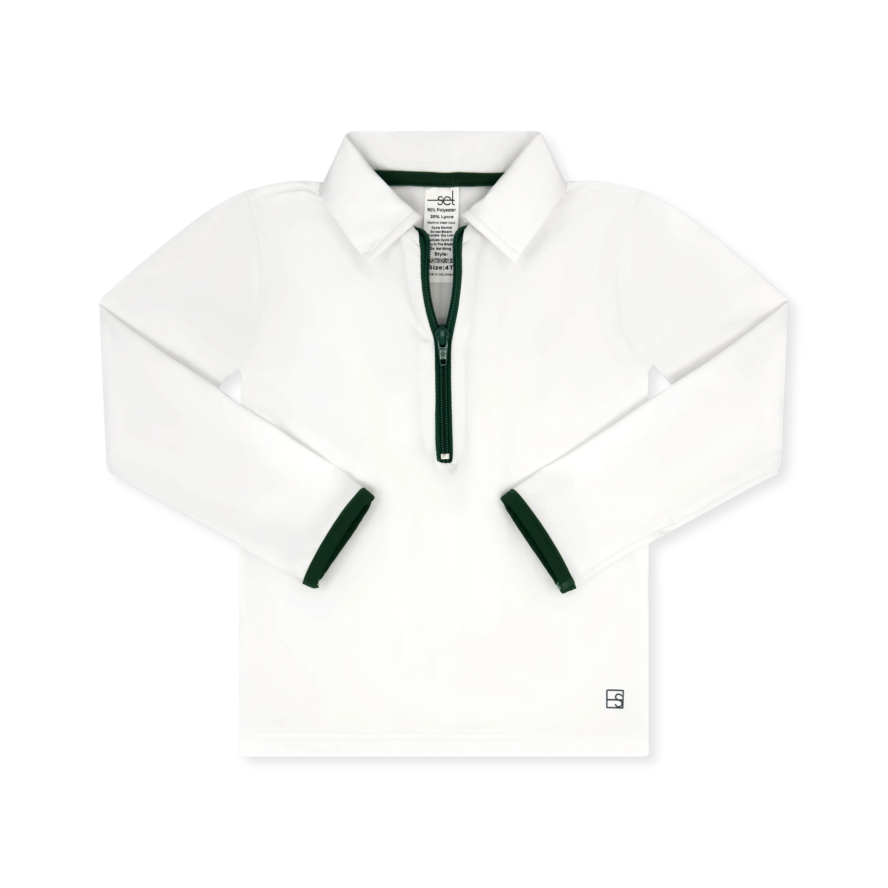 Henry Half Zip - Pure Coconut/ Augusta Green