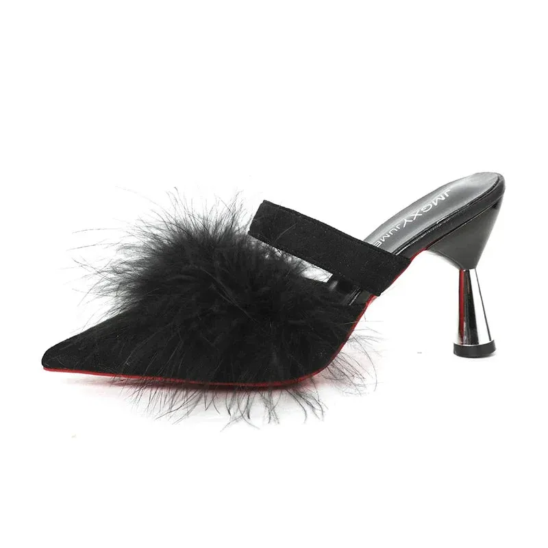 Hnzxzm Women High Heels Slippers Fashion Thin High Heels Sandals Woman Lace-up Slides Female Shoes Fashion Sandals Lady Party Shoes