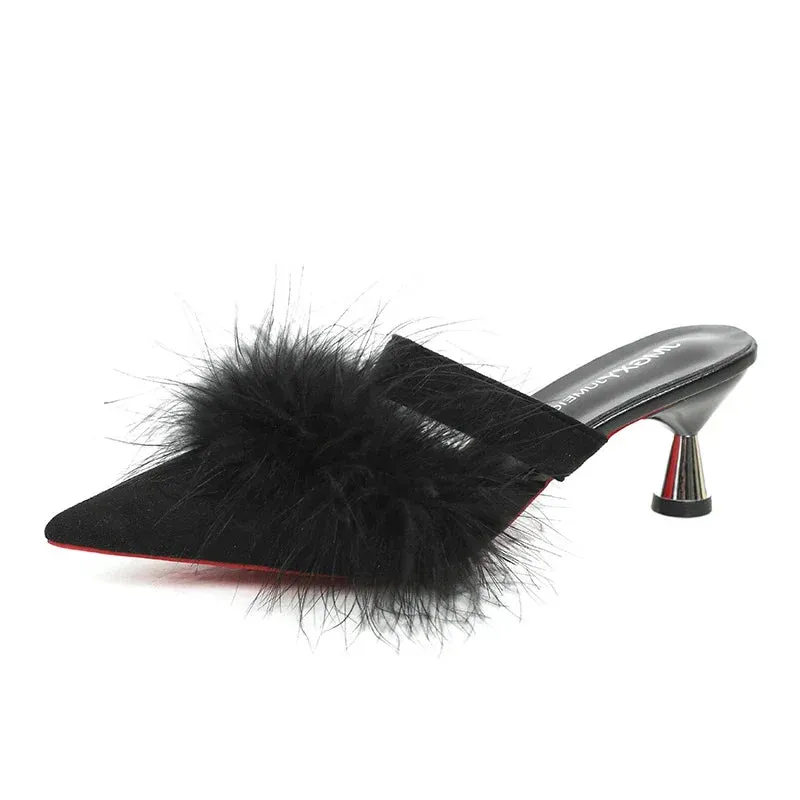 Hnzxzm Women High Heels Slippers Fashion Thin High Heels Sandals Woman Lace-up Slides Female Shoes Fashion Sandals Lady Party Shoes