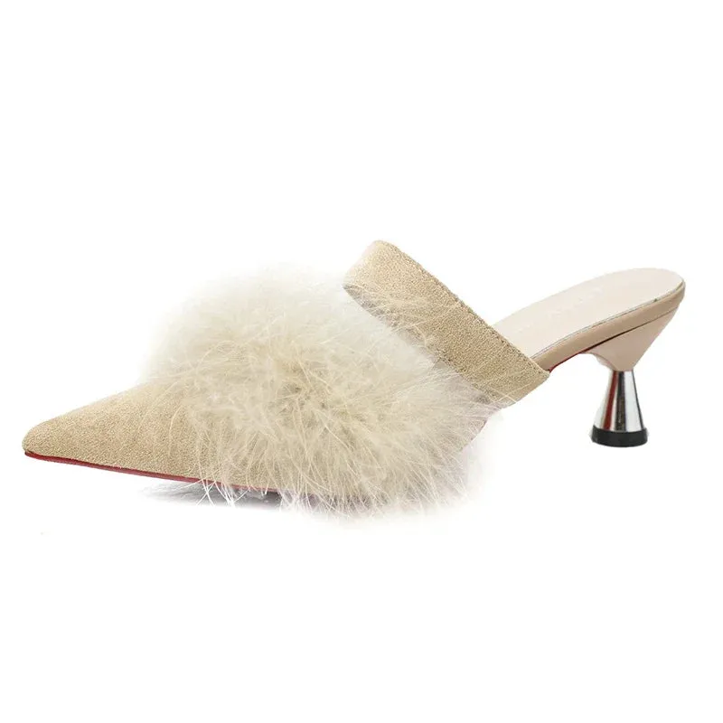 Hnzxzm Women High Heels Slippers Fashion Thin High Heels Sandals Woman Lace-up Slides Female Shoes Fashion Sandals Lady Party Shoes